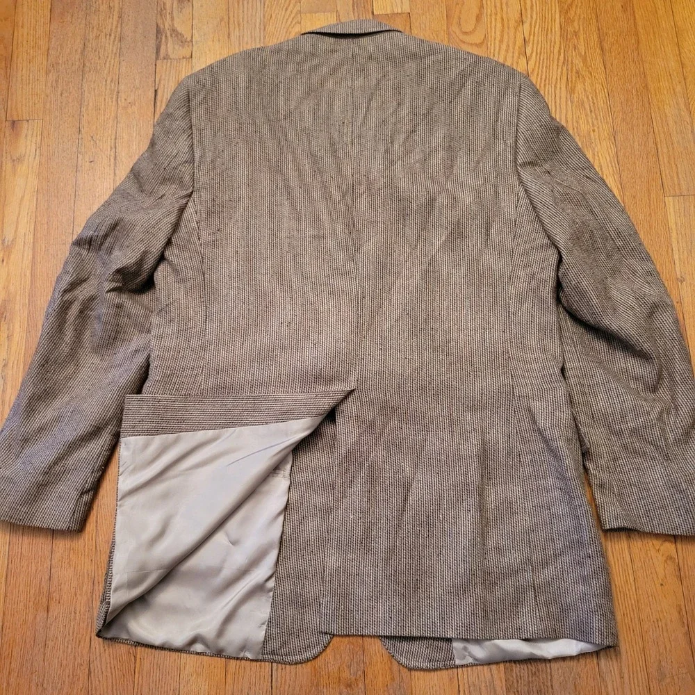 Jos A Bank 50R Silk Blazer Tan Brown Textured Hopsack 2 Button Sport Coat Jacket